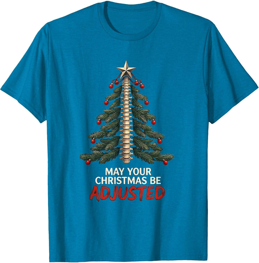 May Your Christmas Be Adjusted Funny Chiropractor T-Shirt - Sapphire Blue