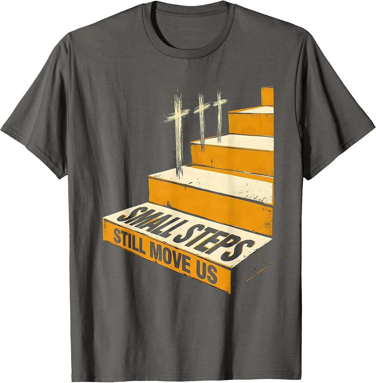 Men's Small Steps Still Move Us Funny Physical Therapy PT Humor T-Shirt - Asphalt Grey