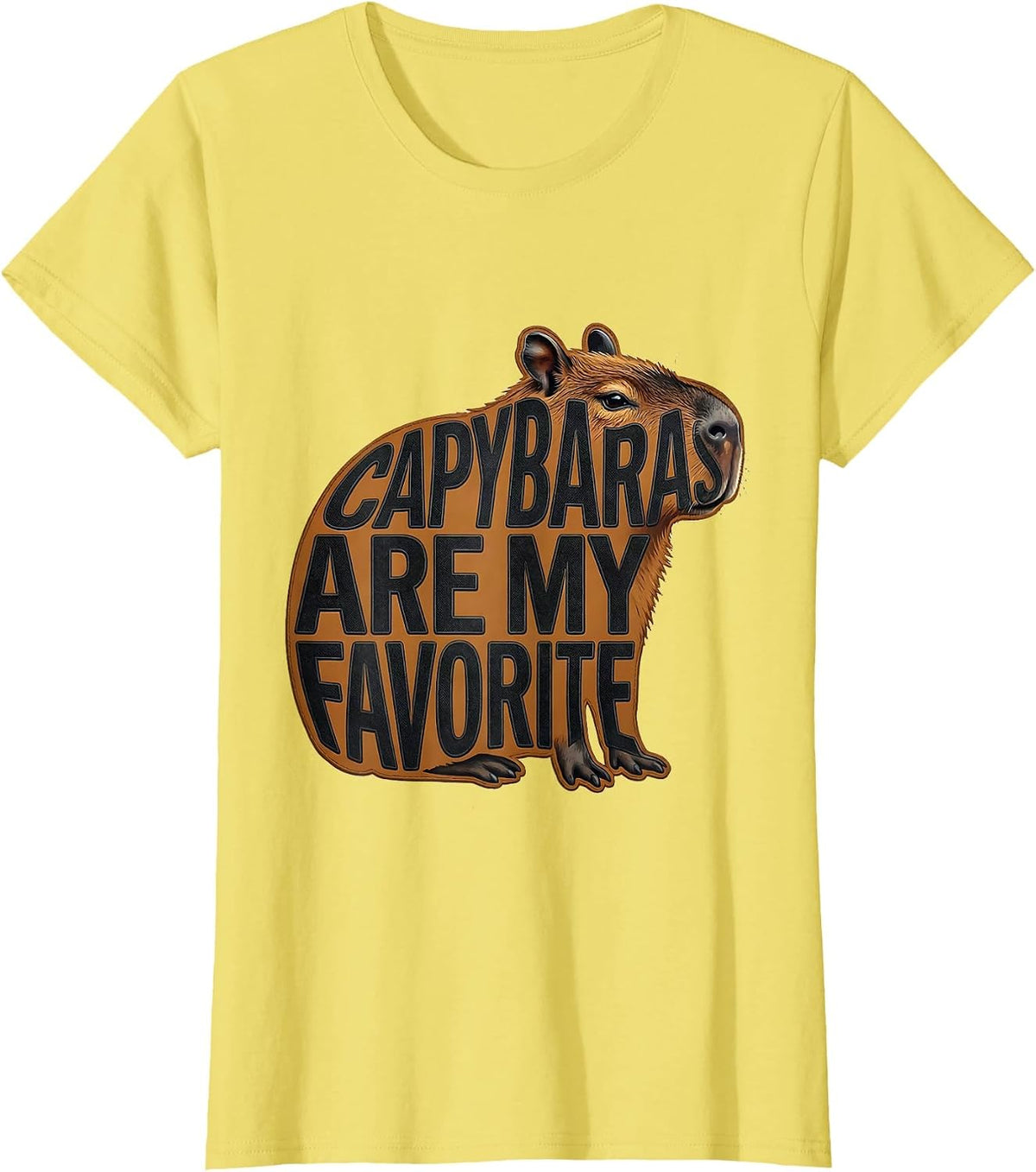 Capybaras Are My Favorite Funny Gamer Capybara Meme T-Shirt - Lemon Yellow