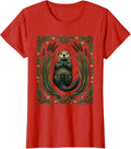 Women's Sea Otter Folk Art Floral Otter Lover Gift T-Shirt - Red