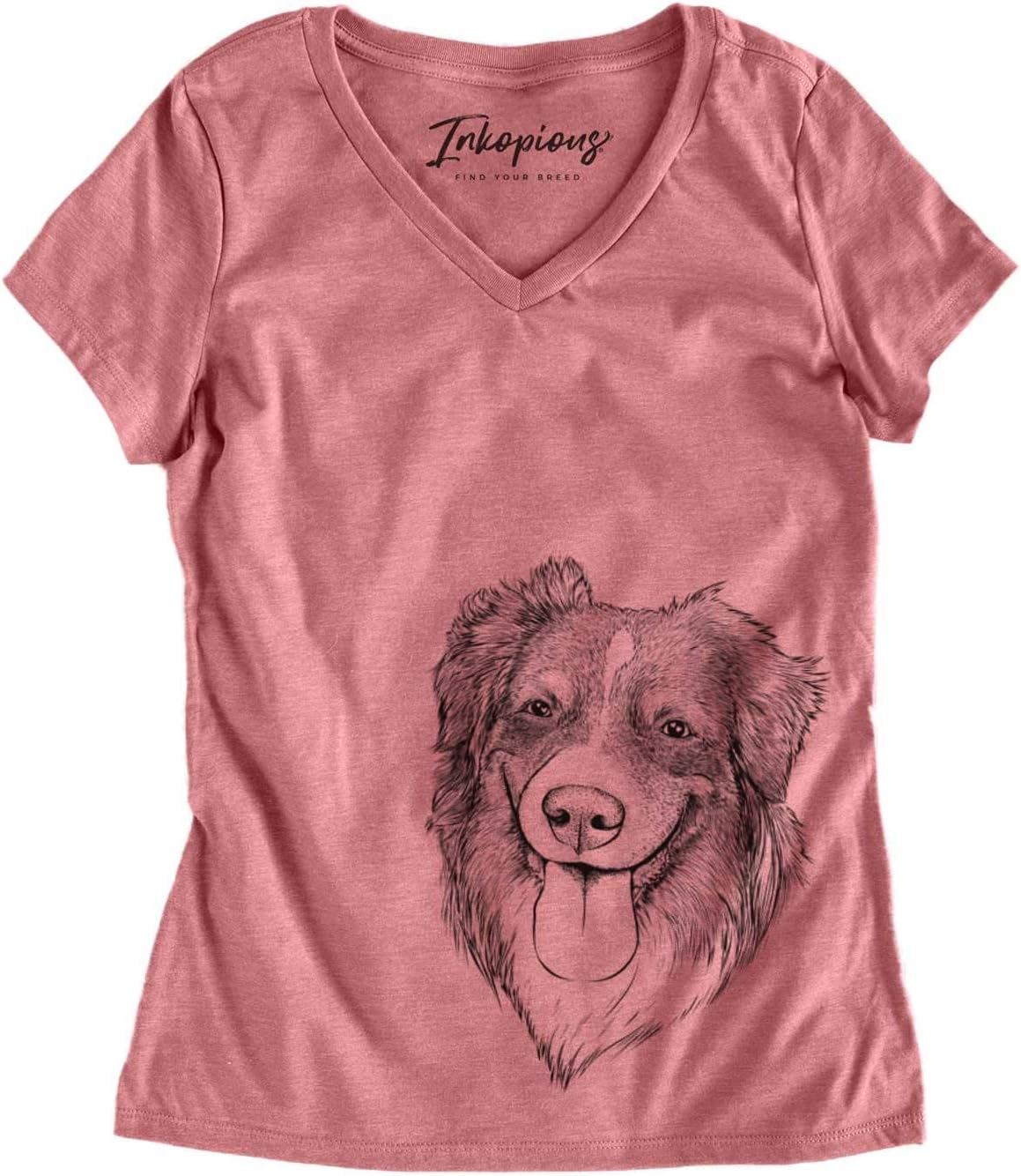 Bare Siena the Australian Shepherd Dog Triblend T-Shirt - Dusty Rose V-neck