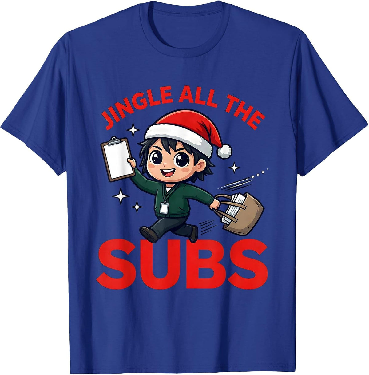 JINGLE ALL THE SUBS Funny School Staff Christmas Humor T-Shirt - Royal Blue