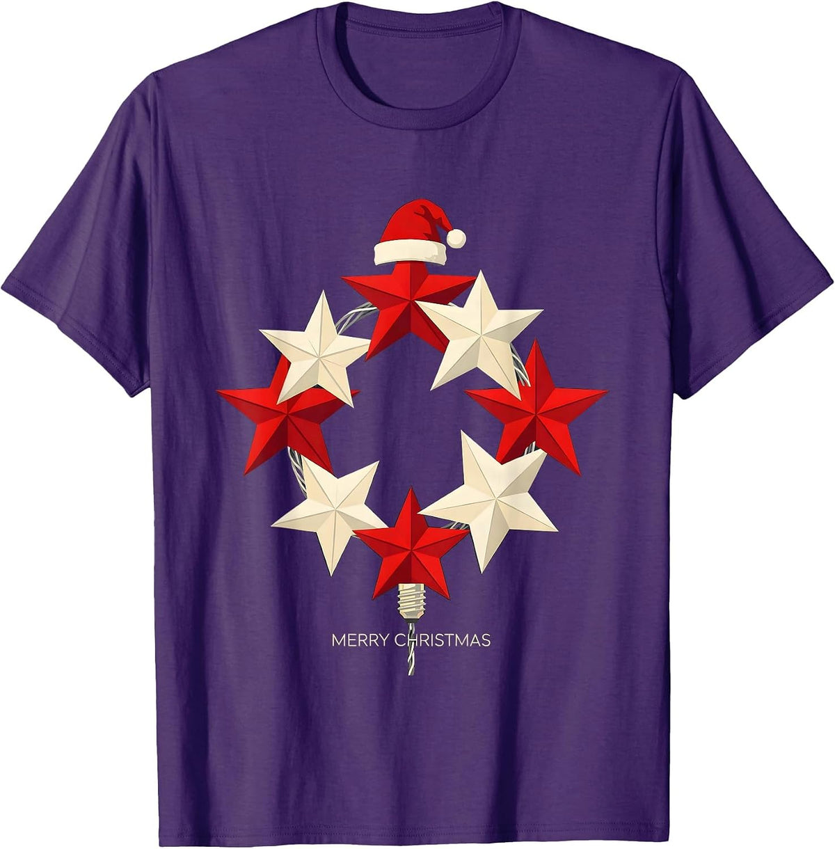 Merry Christmas Santa Hat Family Matching Holiday Pajama Set T-Shirt - Purple