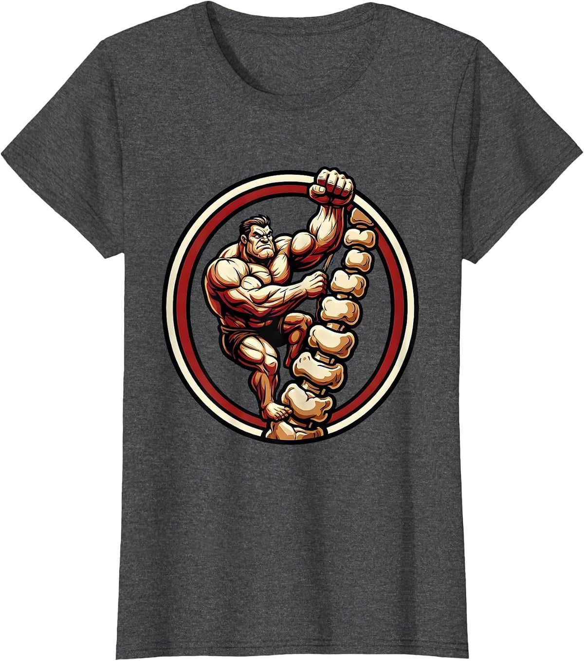 Women's Physical Therapy Vertebrae Ladder Climber Design T-Shirt - Dark Heather Grey