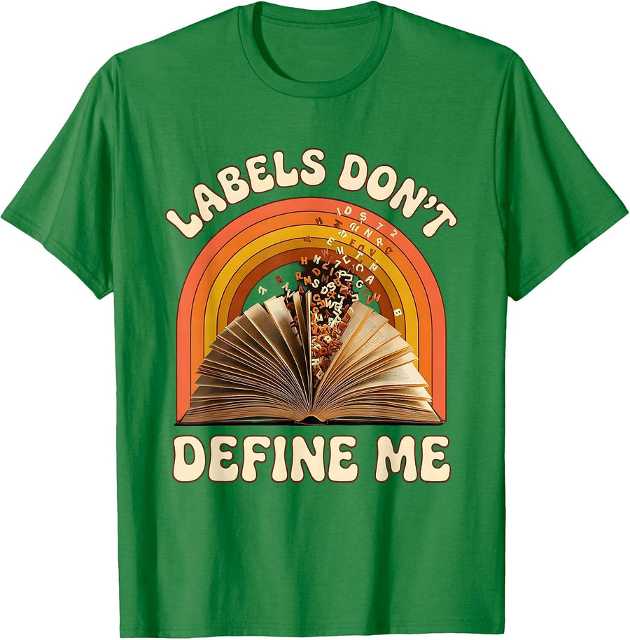 Men's Labels Don't Define Me Dyslexia Awareness Design T-Shirt - Kelly Green