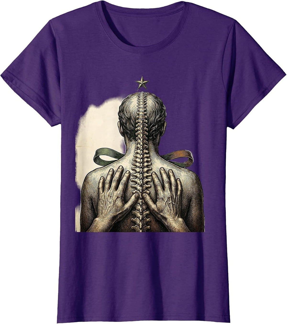 Women's Engraved Hands Vintage Chiropractor Christmas Humor T-Shirt - Purple