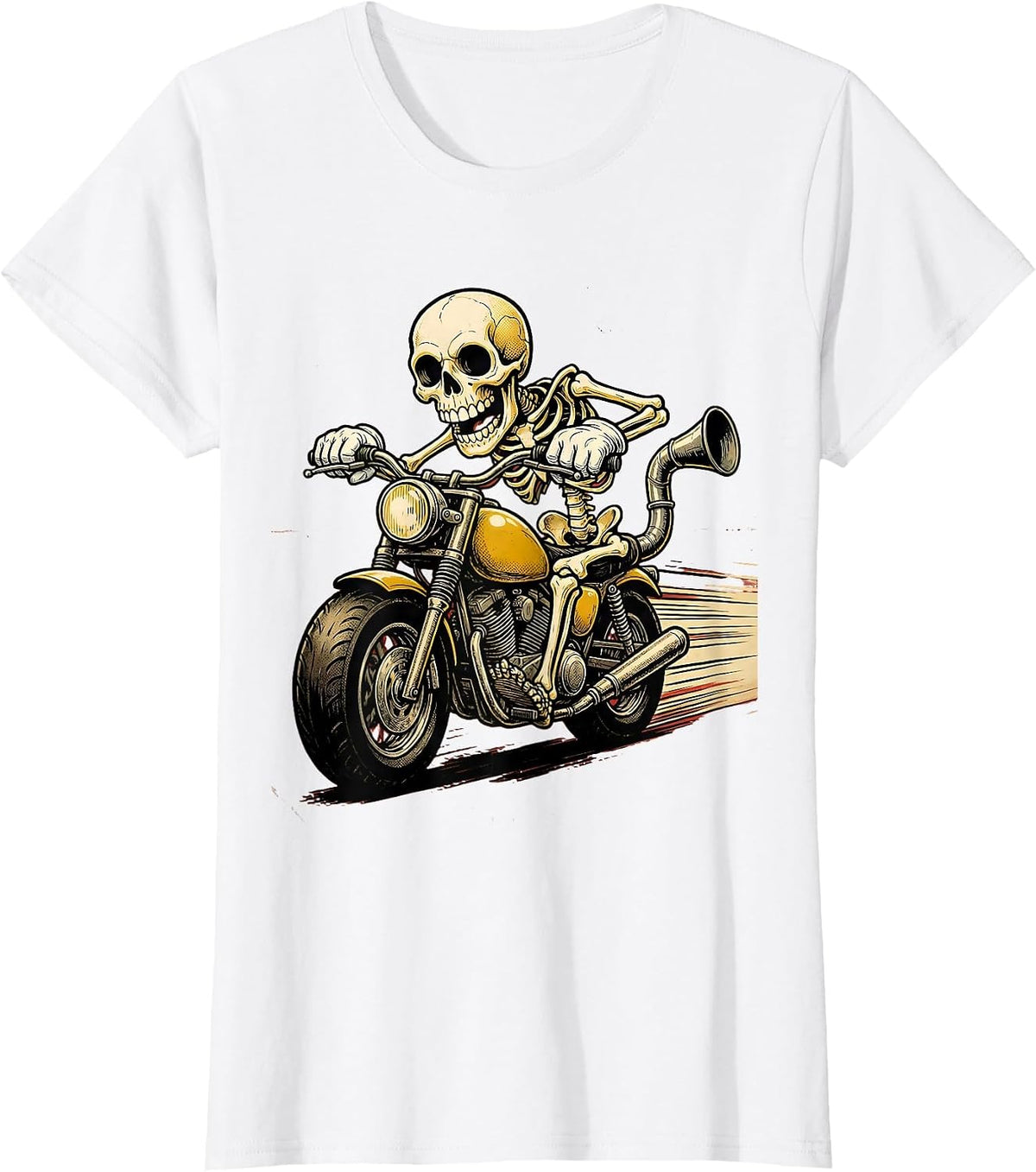 Never Better Skeleton Motorcycle Rider Graphic T-Shirt - White