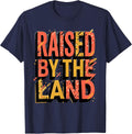 Raised by the Land Rustic Nature Design T-Shirt - Navy Blue