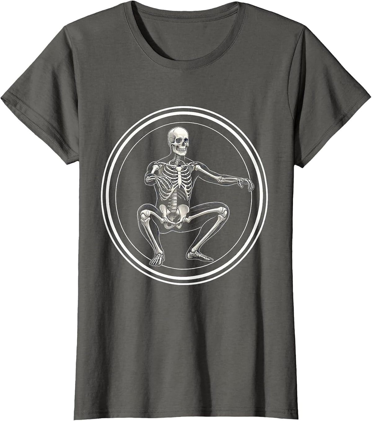 Women's Skeleton Deep Squat Physical Therapy Funny Bone T-Shirt - Asphalt Grey