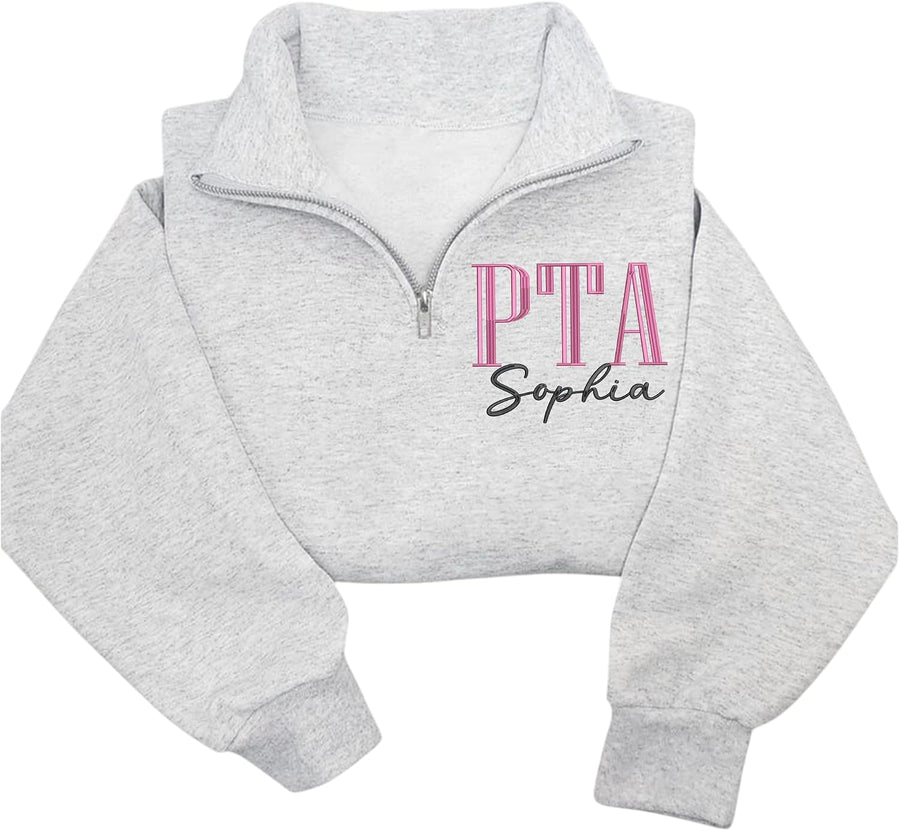 Chillever Personalized Embroidered Physical Therapy Assistant Quarter Zip Sweatshirt, PTA Embroidered Sweater with Name On