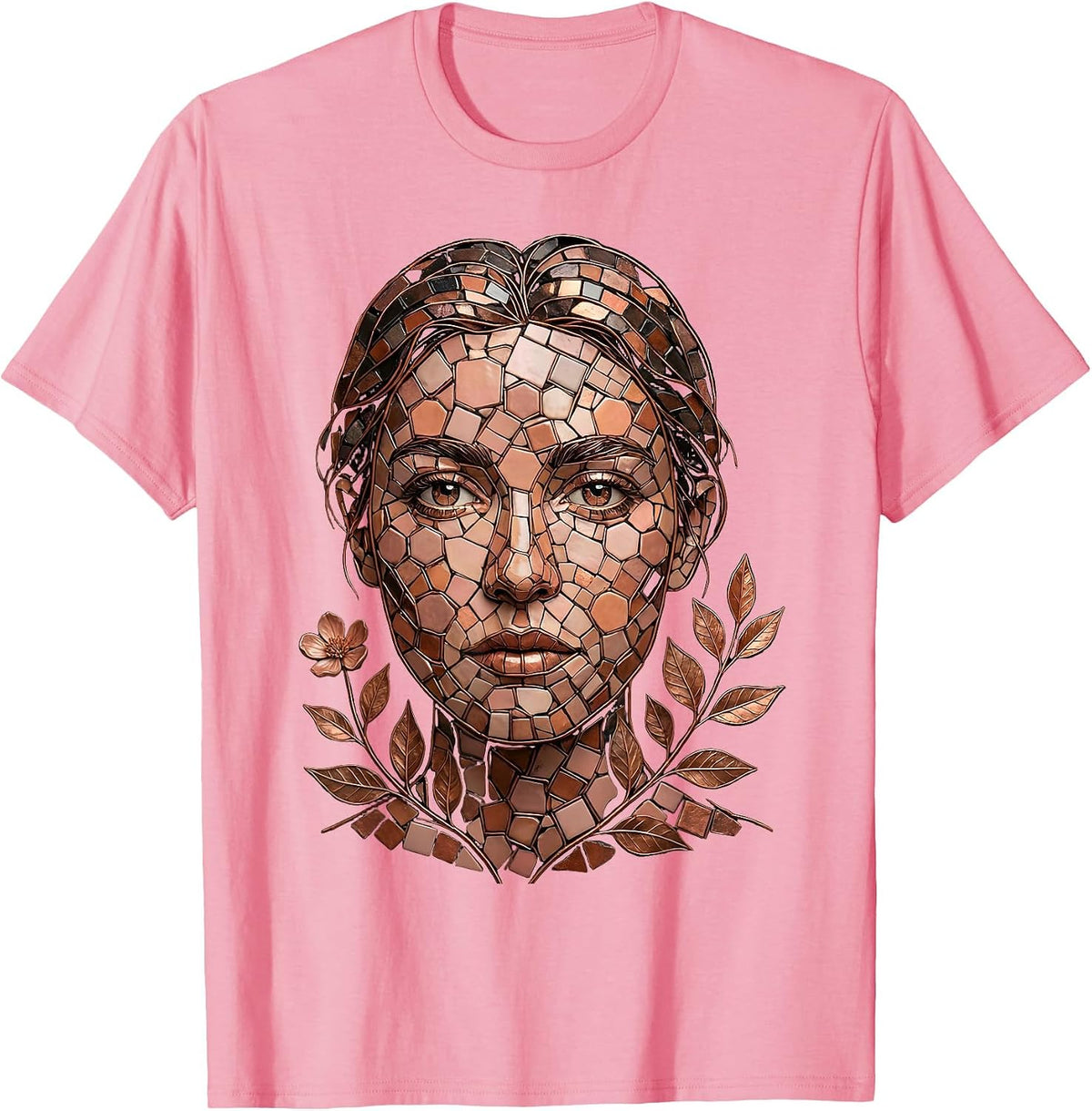 Men's Mosaic Face Autism Awareness Tile Art Design T-Shirt - Pink