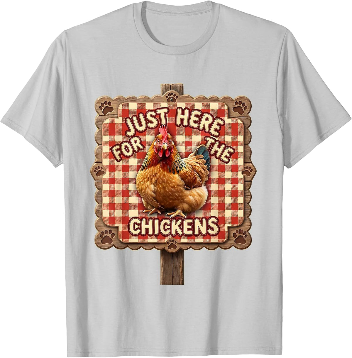 Men's Just Here for the Chickens Funny Chicken Lover T-Shirt - Silver Grey