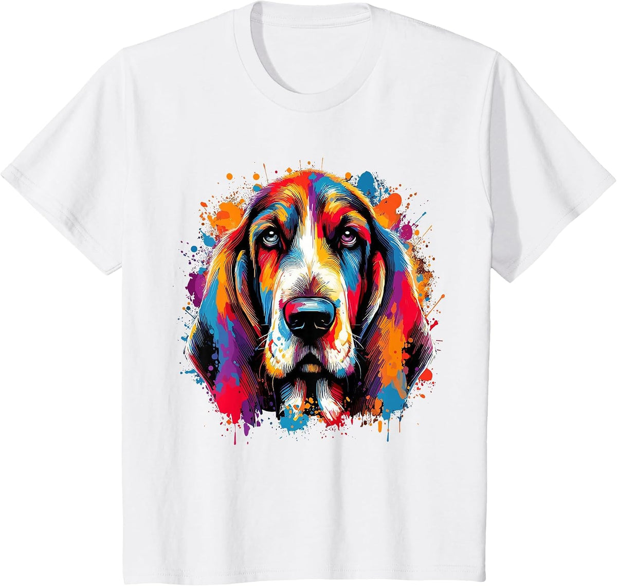 Basset Hound Splash Art T-Shirt - White