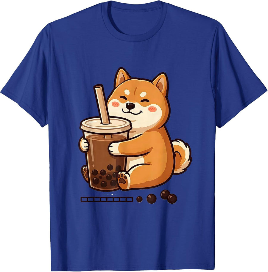 Shiba Inu Boba Tea Kawaii Anime Character Lover T-Shirt - Royal Blue