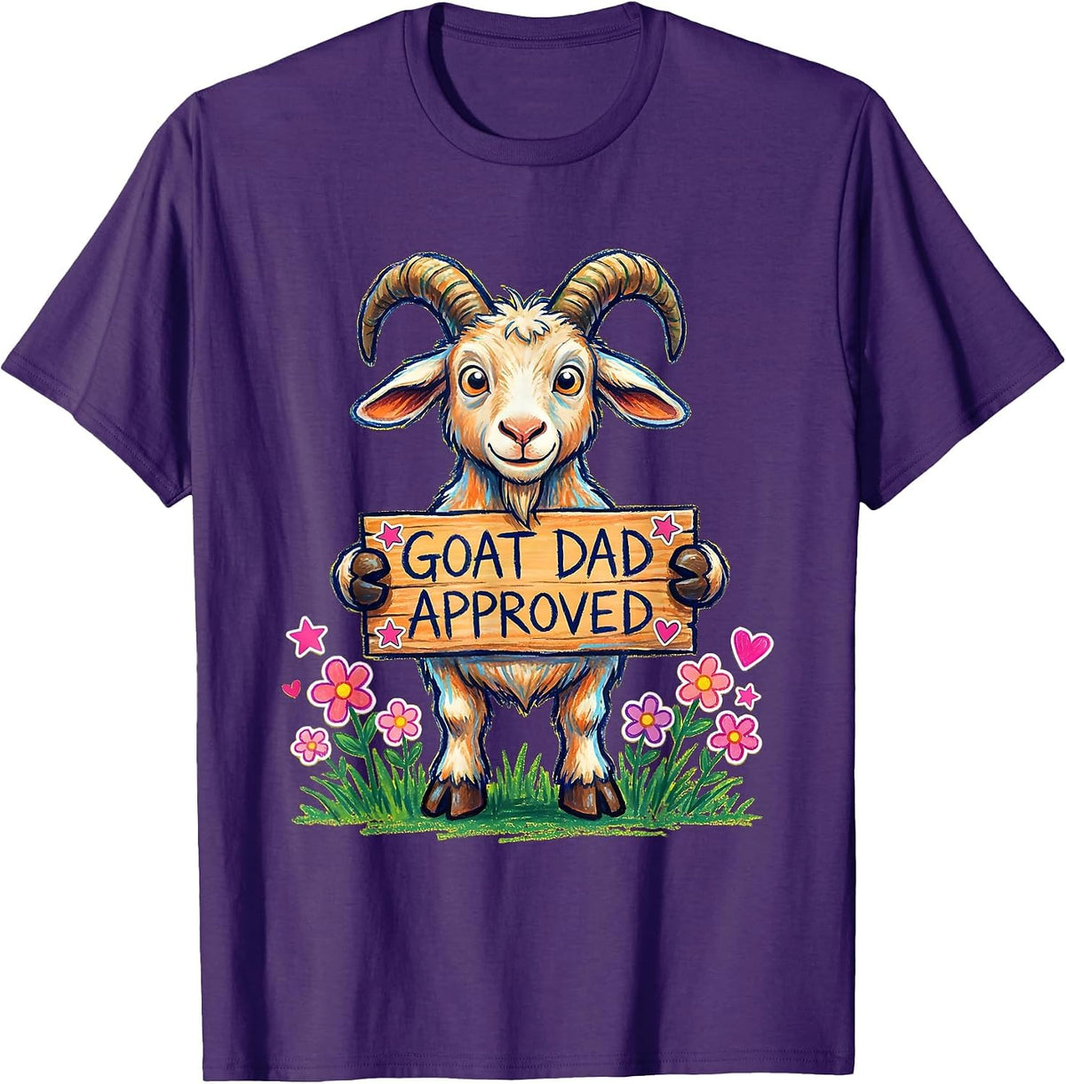 Men's Goat Dad Approved Funny Goat Lover Design T-Shirt - Purple