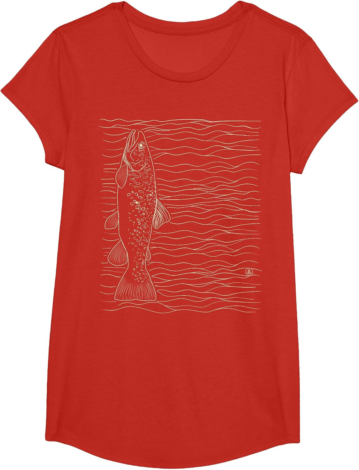 Brown Trout Fly Fishing Dry Fly Tying Fisherman T-Shirt - Girls Red