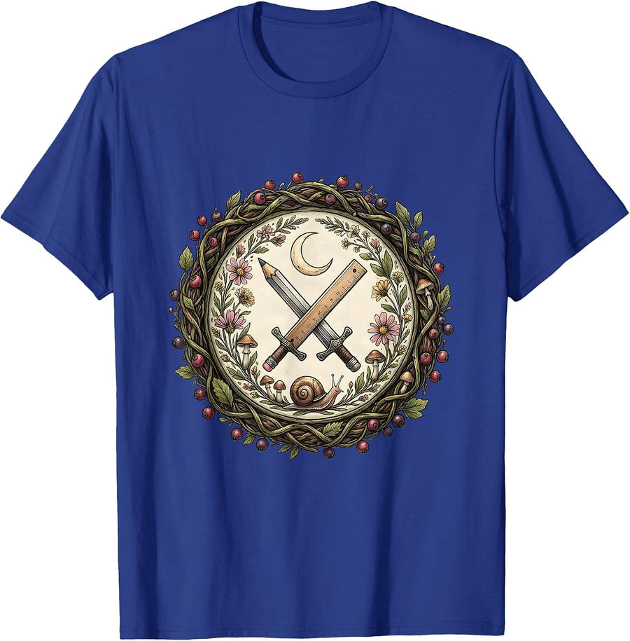 Special Education Teacher Pencil Ruler Crossed Swords T-Shirt - Royal Blue
