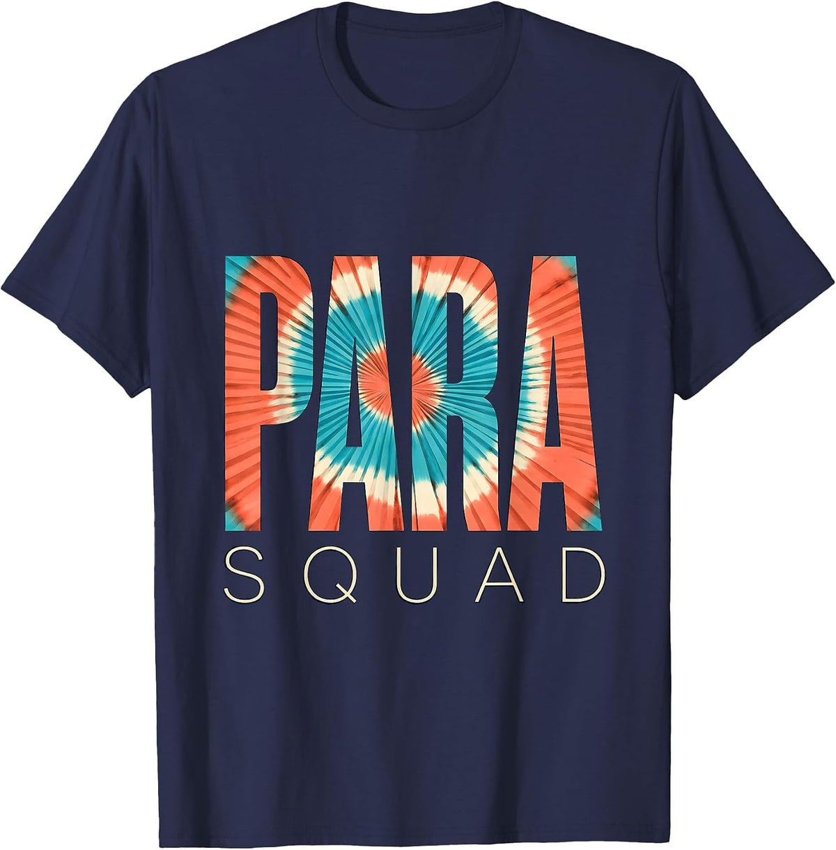 Para Squad Screenprint Tie Dye Back To School Appreciation T-Shirt - Navy Blue