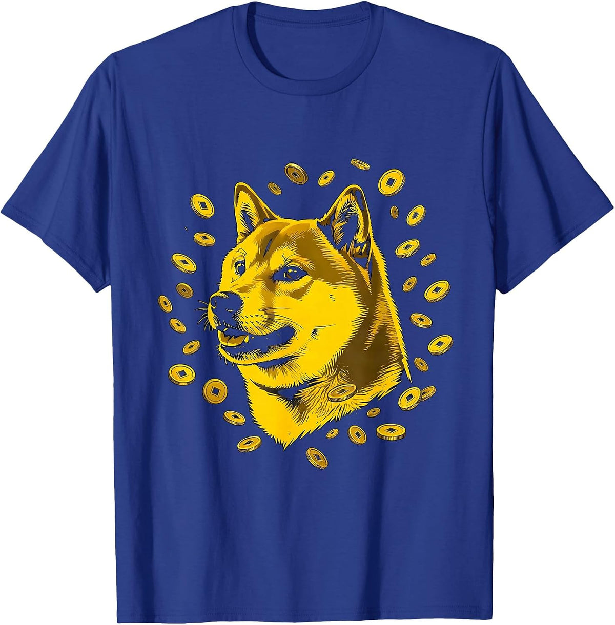 Doge Shiba Inu Crypto Coin Shower Meme Graphic T-Shirt - Royal Blue