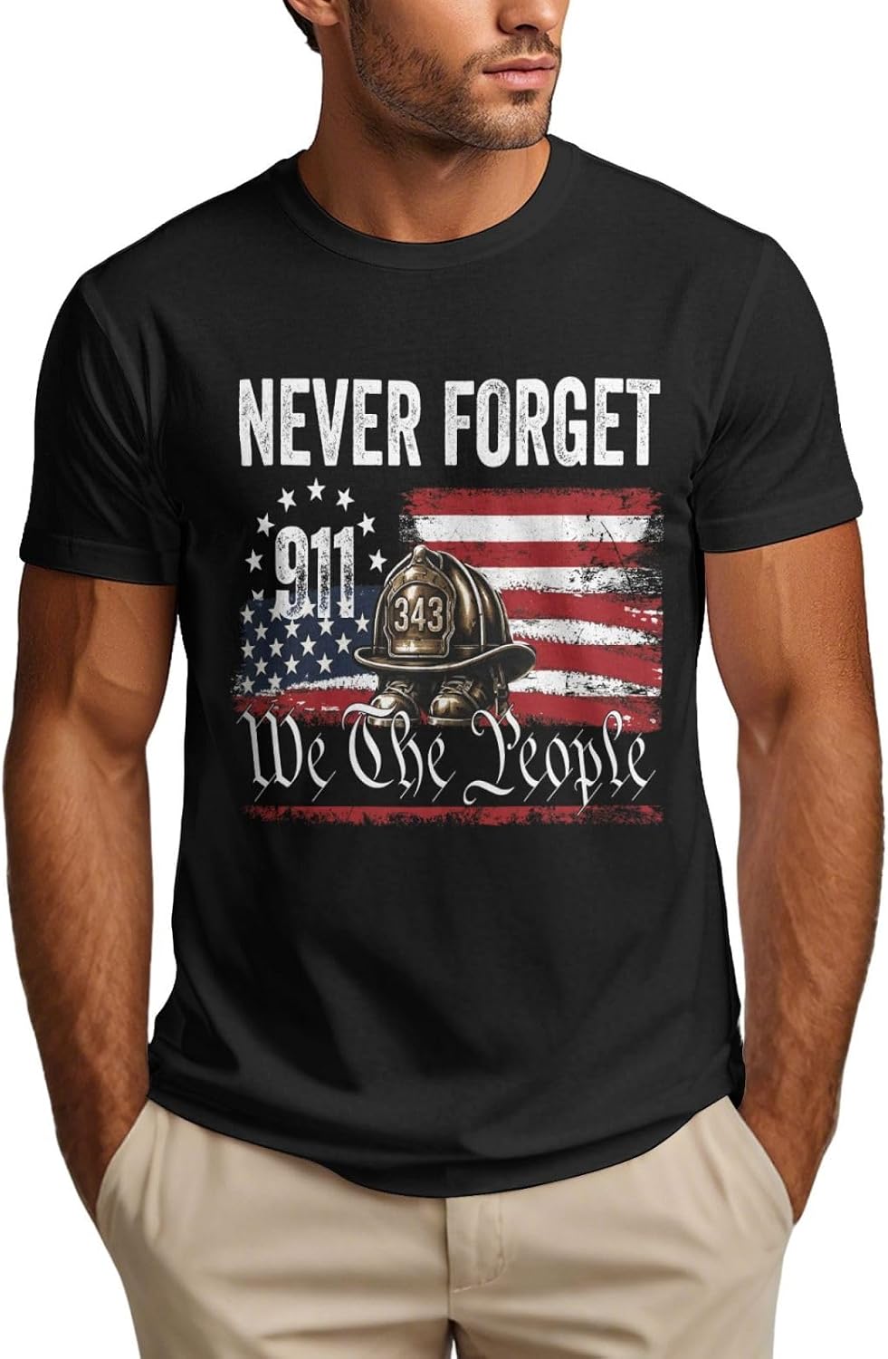 911 25th Anniversary Shirt We The People Never Forget 343 Firefighter Tribute Tshirt - As Pictured