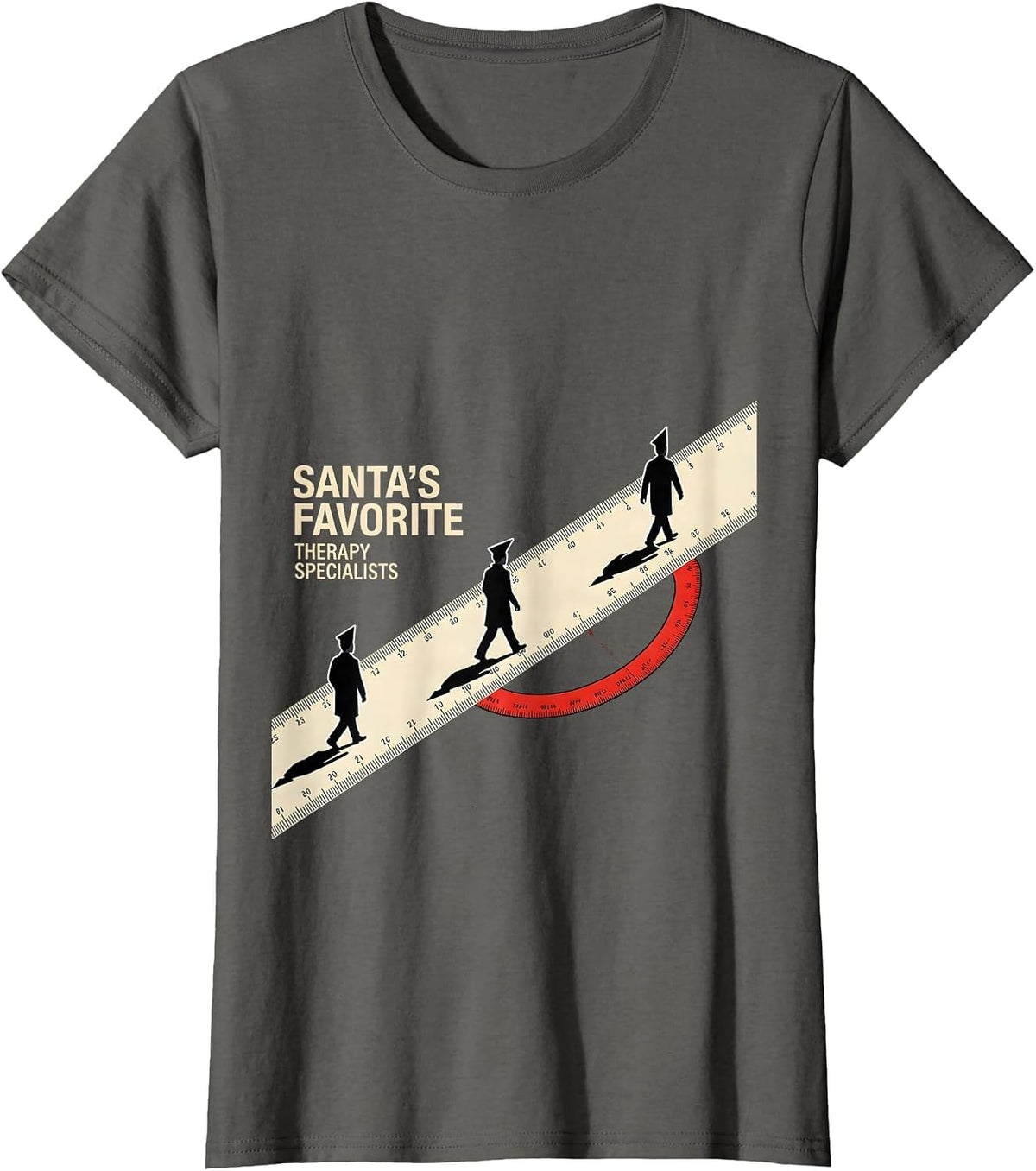 Women's Santa's Favorite Therapy Specialists Funny Physical Therapy T-Shirt - Asphalt Grey
