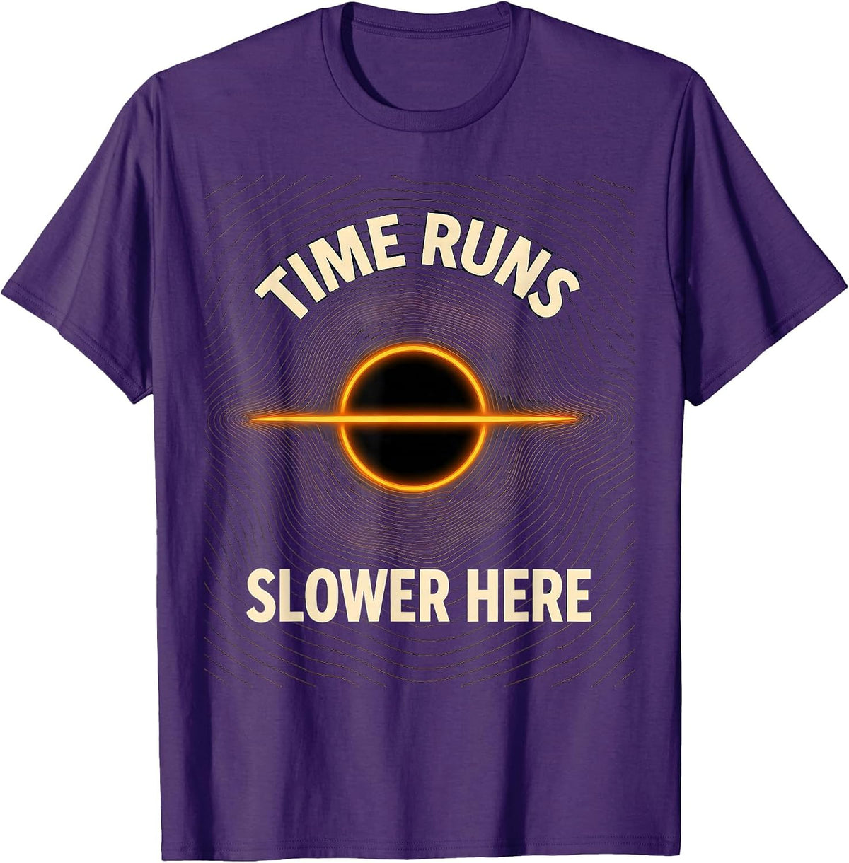 Men's Time Runs Slower Here Topographic Black Hole Physics T-Shirt - Purple