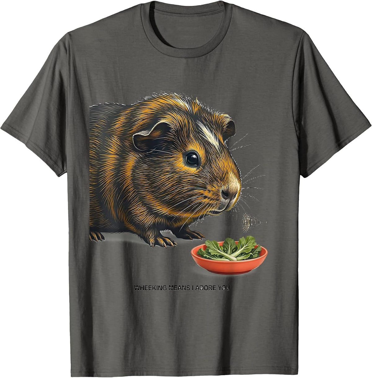 Men's Wheeking Means I Adore You Funny Guinea Pig Lover Cavy Owner T-Shirt - Asphalt Grey