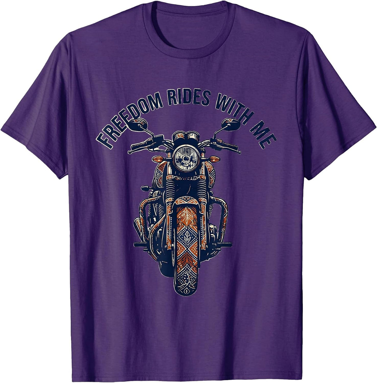 Freedom Rides With Me Bold Graphic Design T-Shirt - Purple