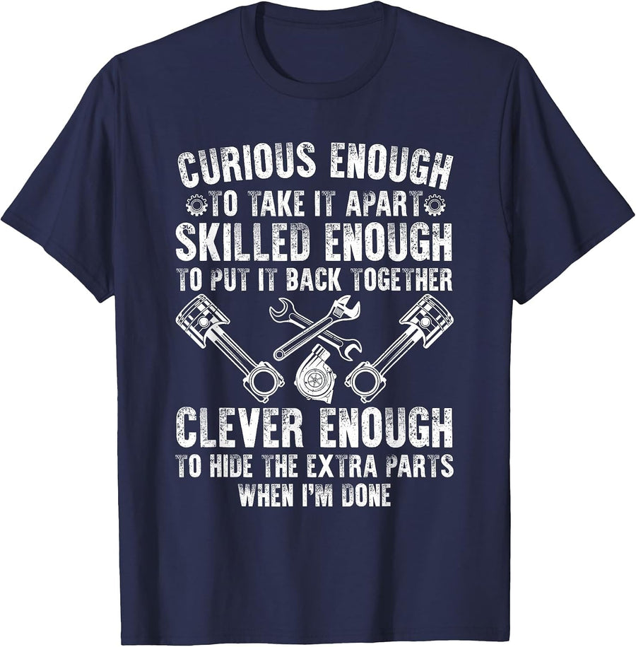 Cute Mechanic for Men Boys Motorcycle Auto Mechanic Garage T-Shirt - Navy Blue