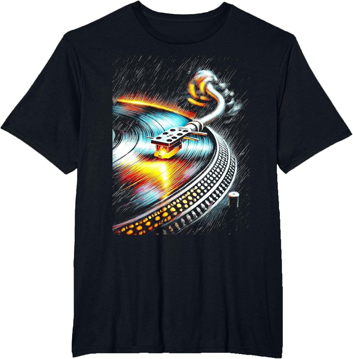 Vinyl Record Turntable Analog DJs, Audiophiles, Music Lovers T-Shirt - Black