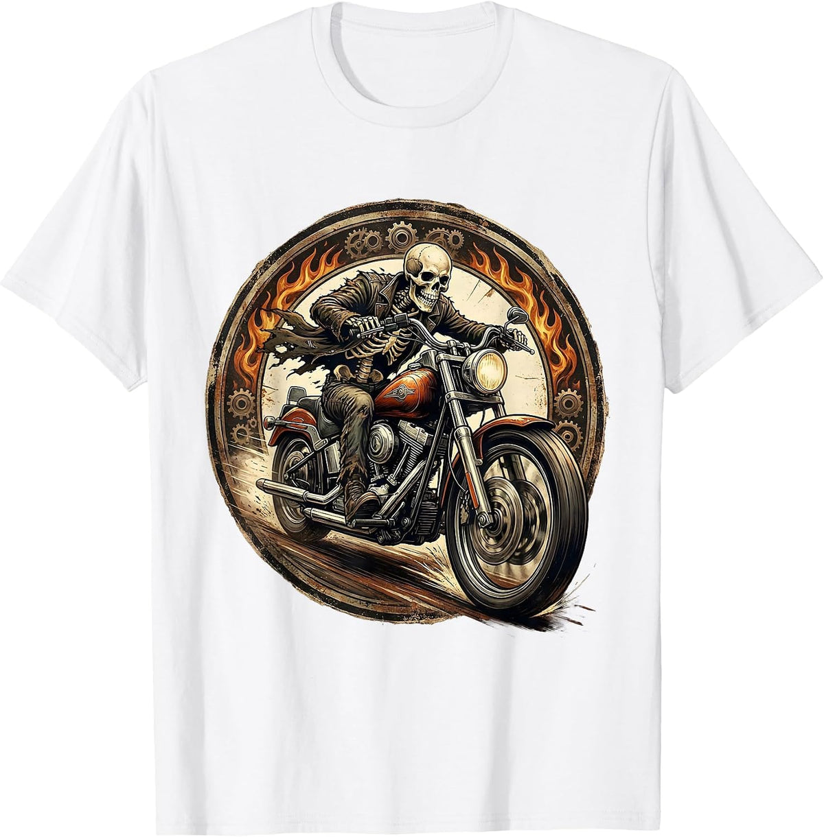 Men's Never Better Skeleton Motorcycle Rider Graphic T-Shirt - White