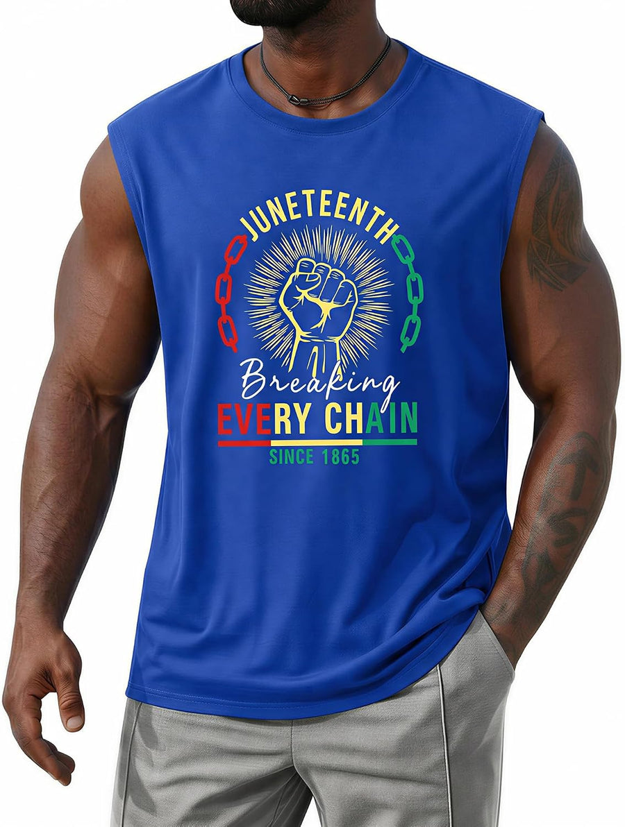 Juneteenth Shirts Men: Juneteenth 1865 Tank Tops African American Freedom Tops June 19th Sleeveless T Shirts - Blue