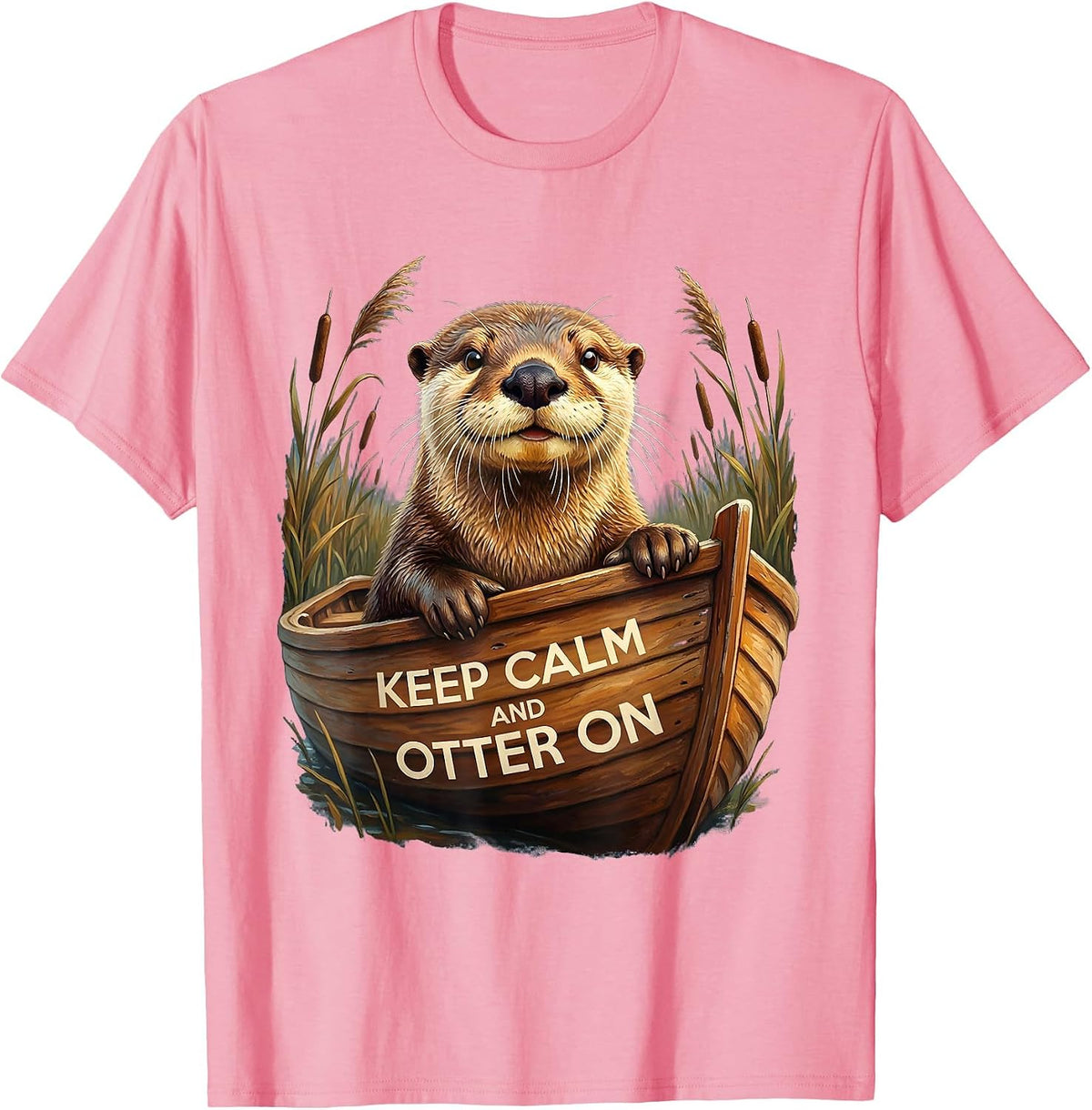 Men's Keep Calm And Otter On Funny Otter Lover Novelty Humor T-Shirt - Pink