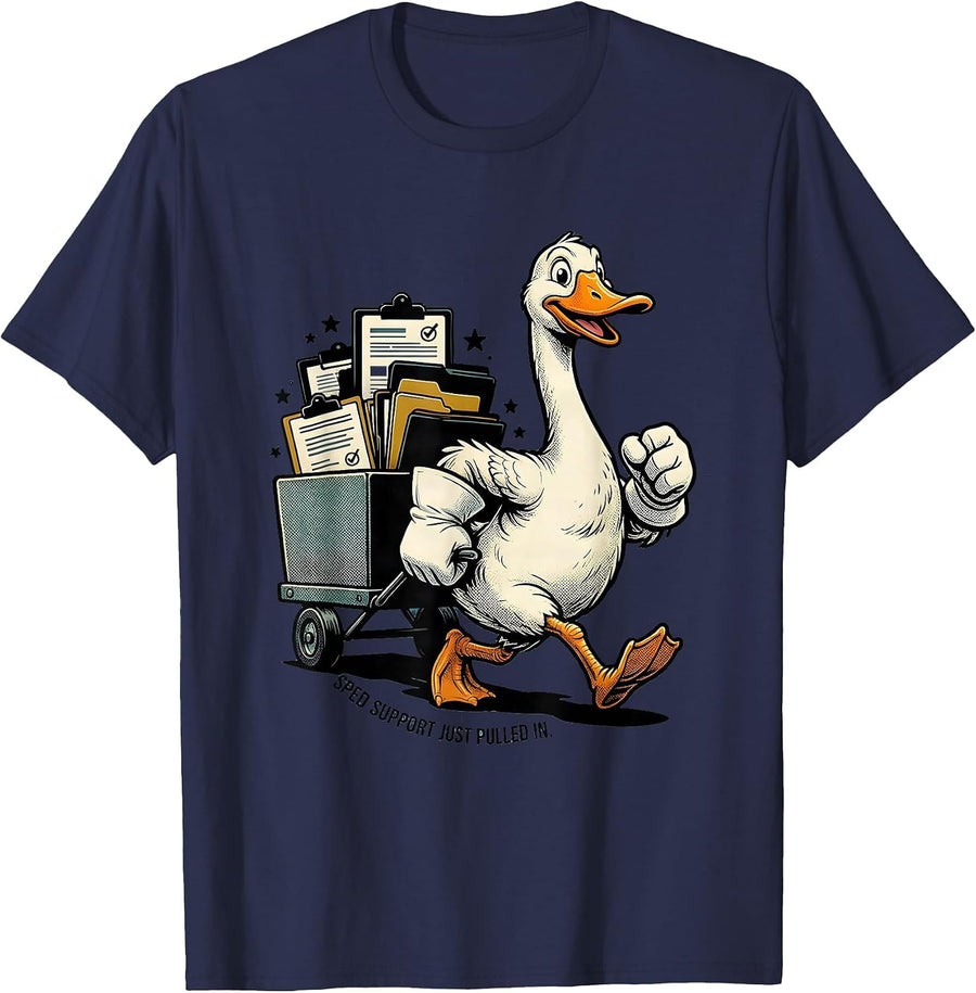 SPED Support Just Pulled In Funny SPED Teacher School Staff T-Shirt - Navy Blue