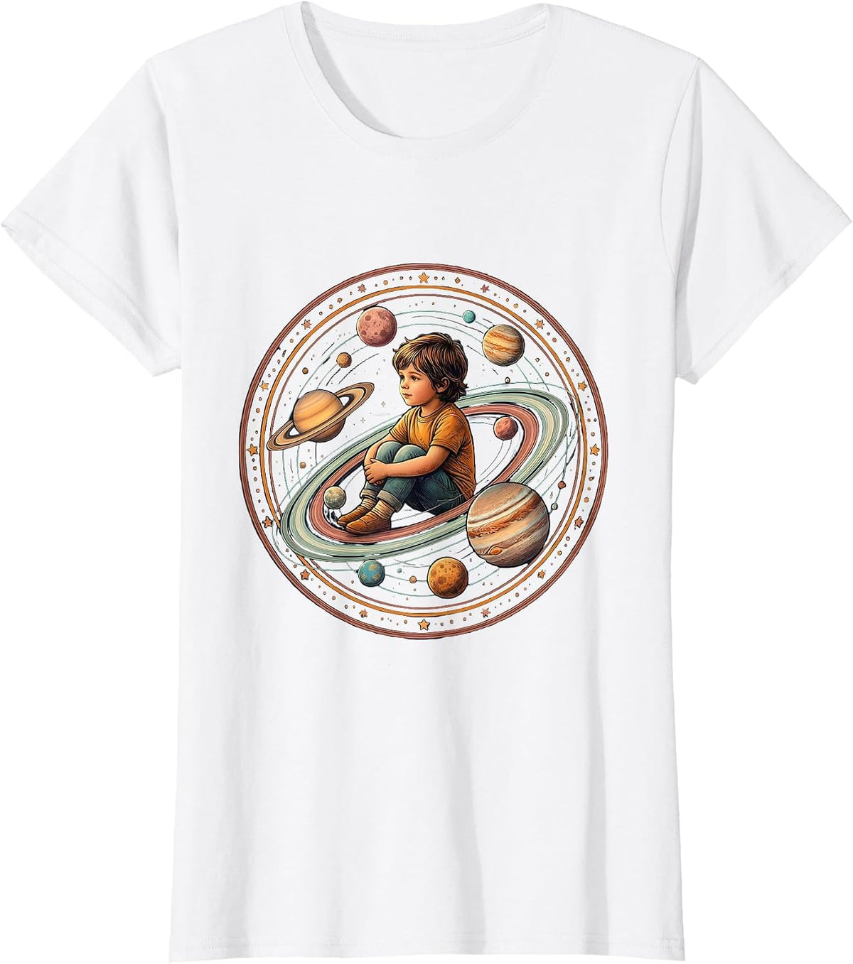 Autism Awareness Child Among the Planets T-Shirt - White