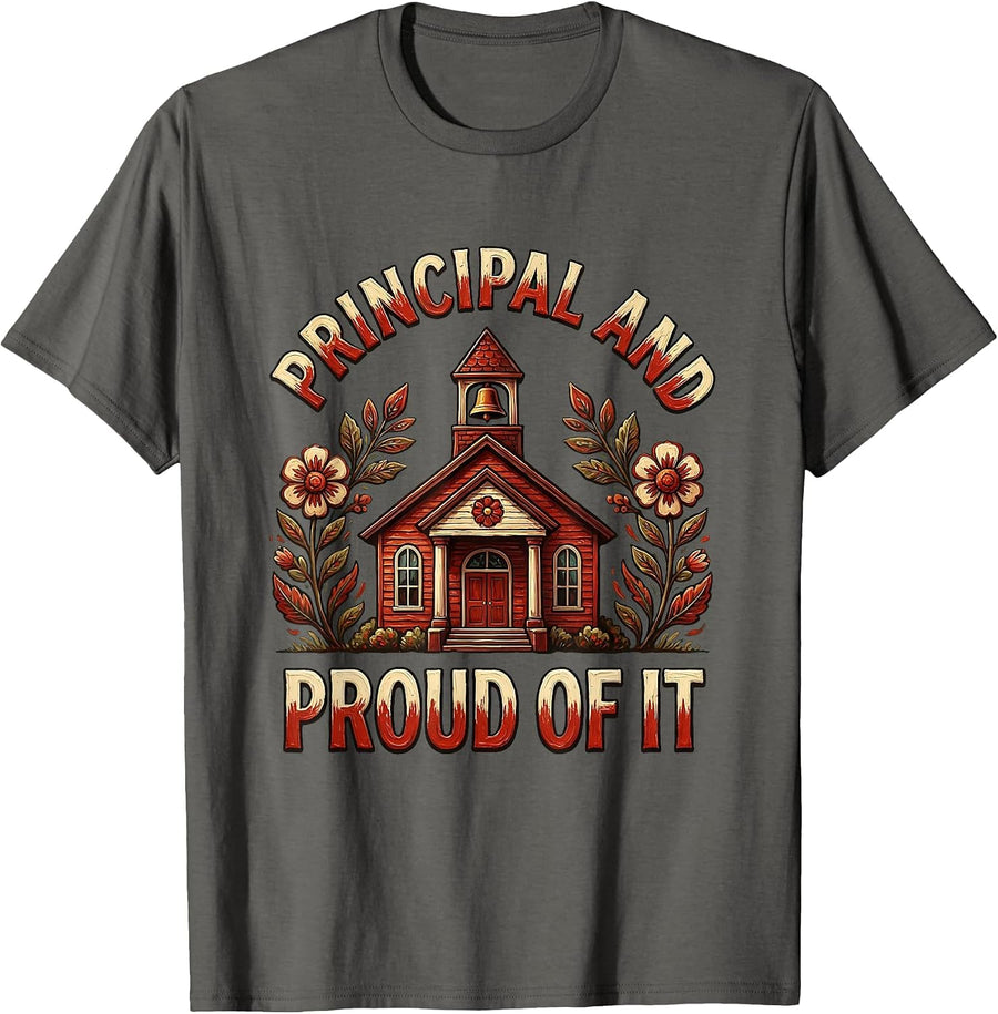 Principal And Proud Of It School Leader Design T-Shirt - Asphalt Grey