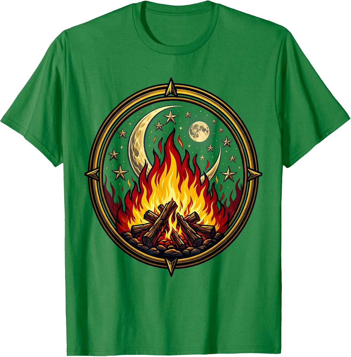 Men's Campfire Night Sky Freedom Graphic Tee T-Shirt - Kelly Green