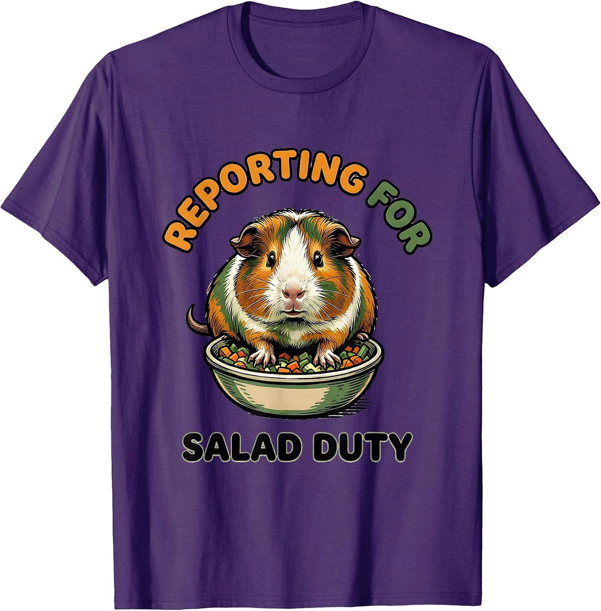 Reporting For Salad Duty Funny Guinea Pig Owner Cavy Lover T-Shirt - Purple