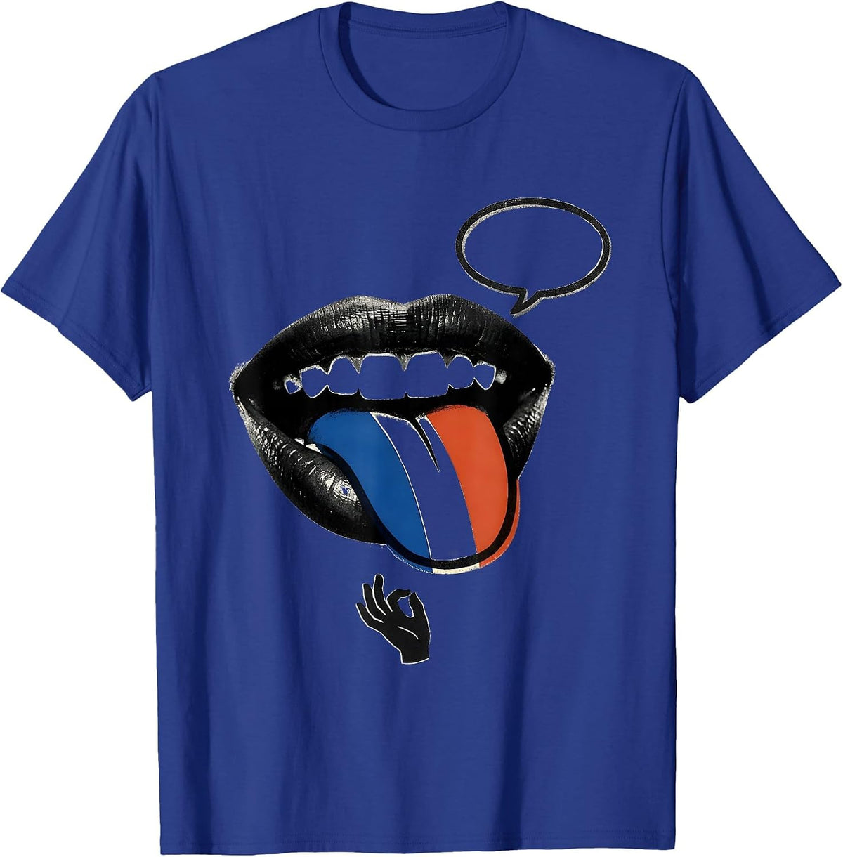 Men's French Flag Francophile Humor Screenprint Poster T-Shirt - Royal Blue