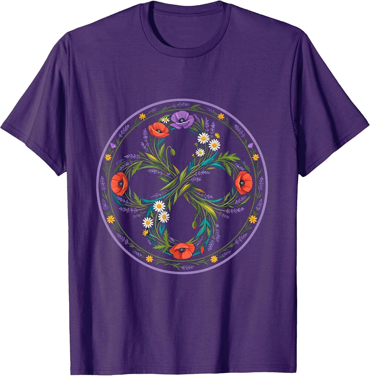 Autism Awareness Wildflower Infinity Symbol T-Shirt - Purple