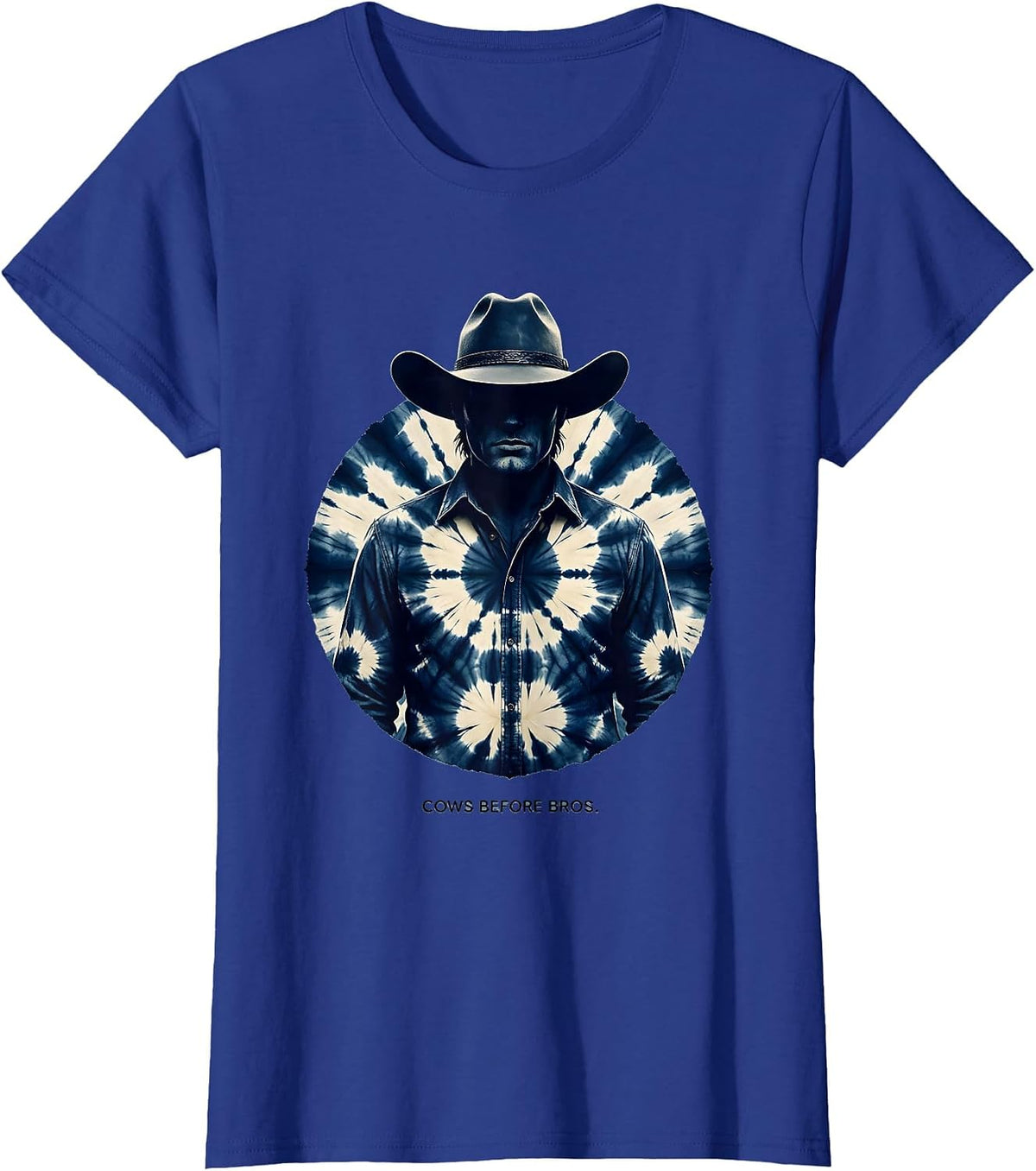 Women's Cows Before Bros Funny Cow Lover Design T-Shirt - Royal Blue