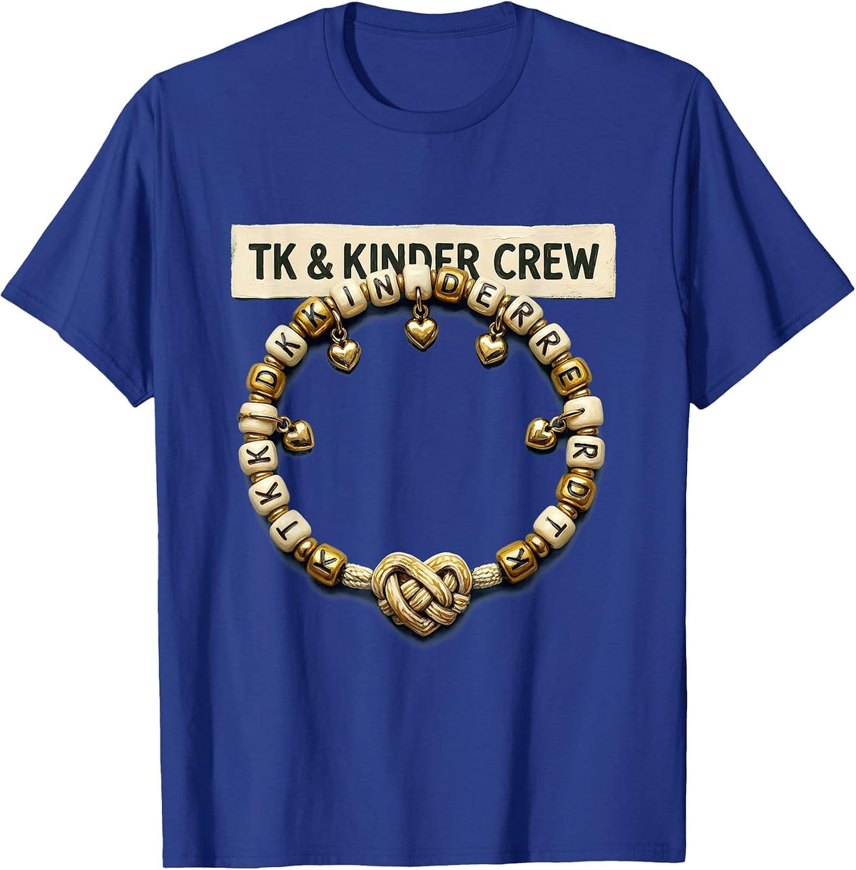 TK & Kinder Crew Folk Art Transitional Kindergarten Teacher T-Shirt - Royal Blue