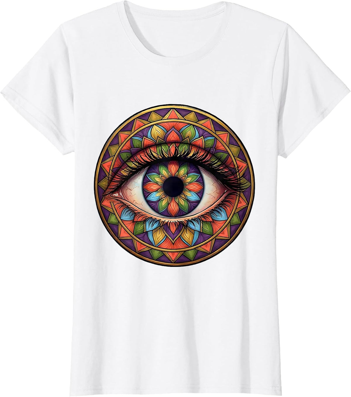 Autism Awareness Kaleidoscope Rainbow Eye Art T-Shirt - White