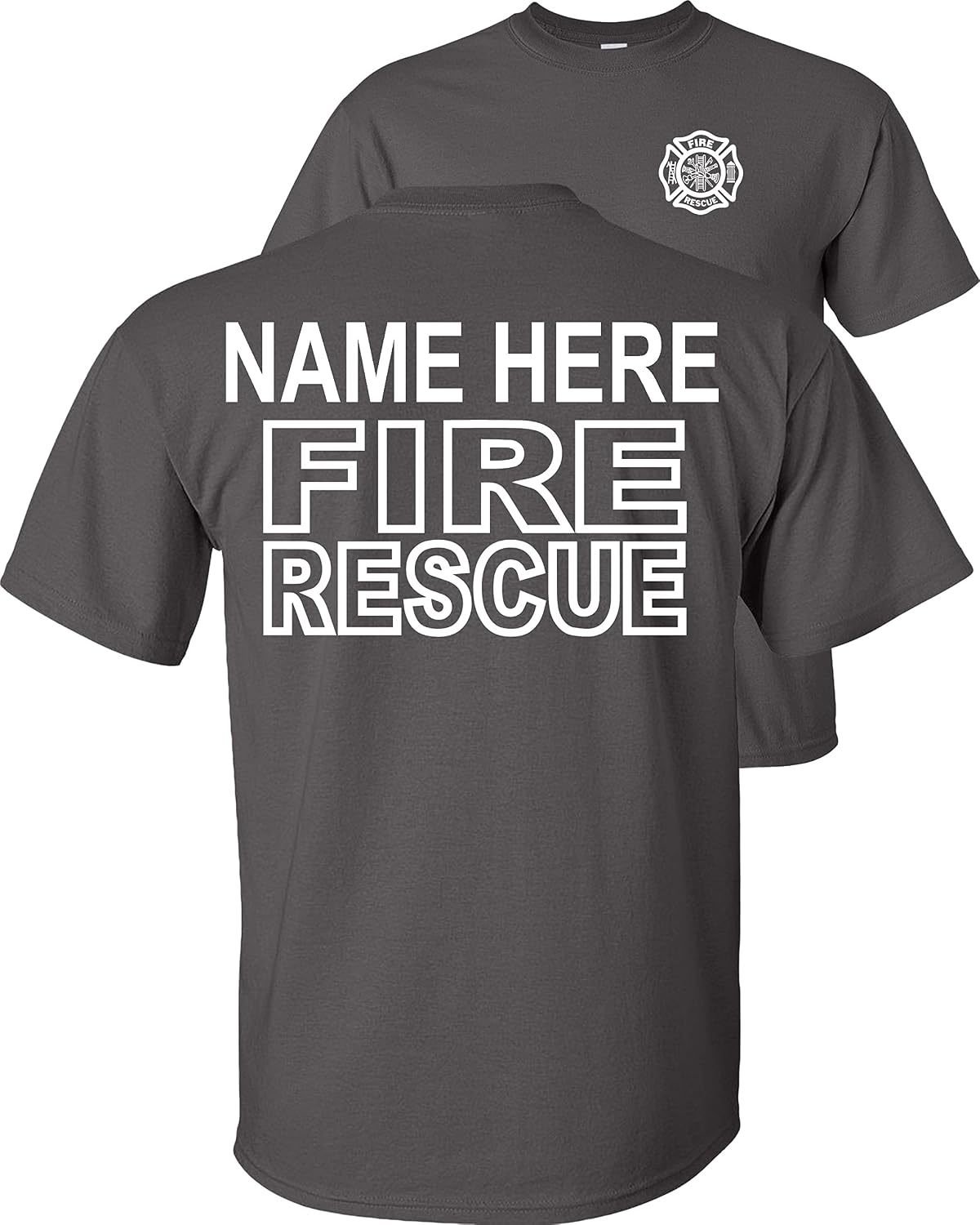 FAIR GAME Custom Fire Rescue T-Shirt Personalized - Charcoal