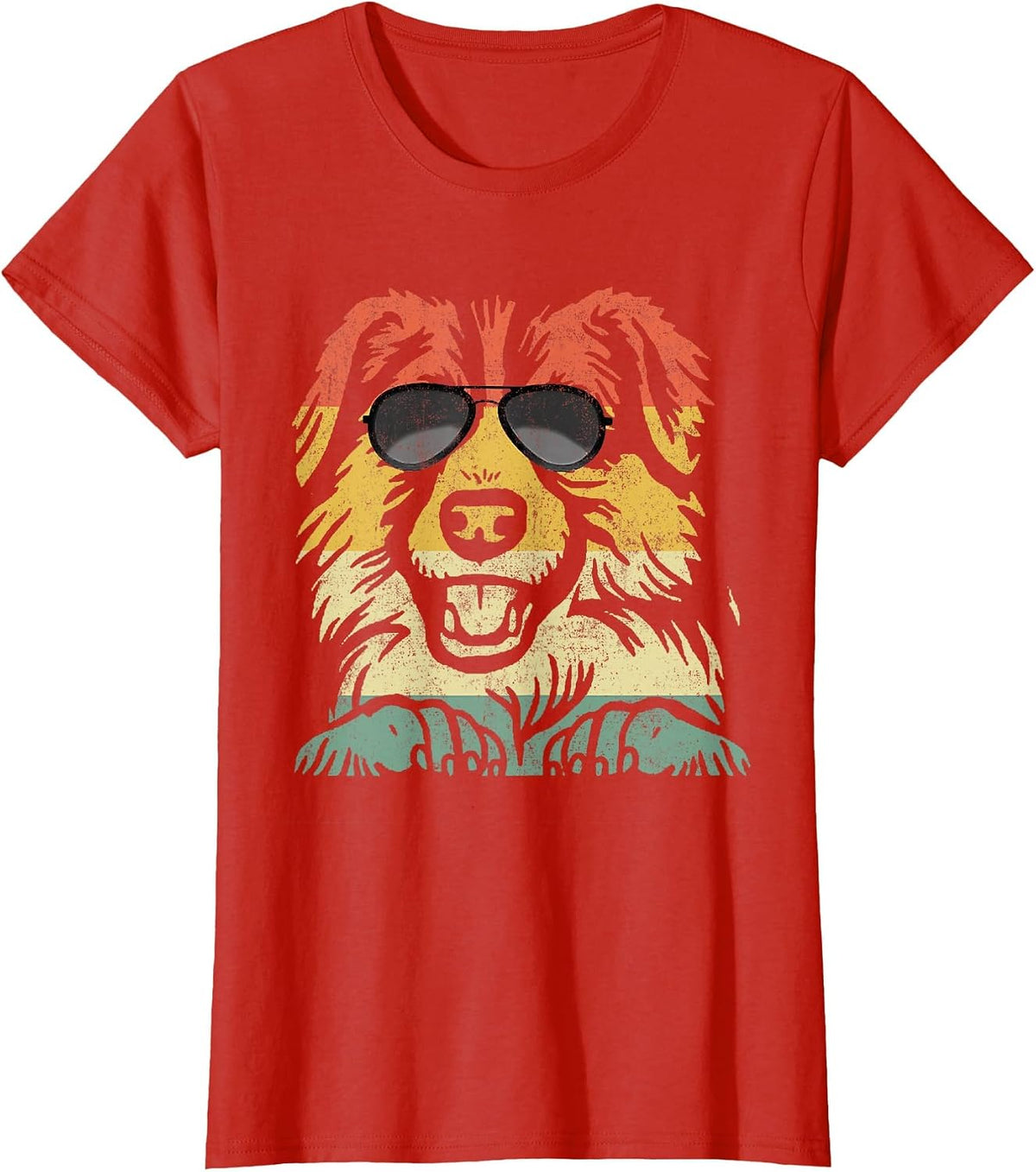 Cool English Shepherd Lover Dogs Retro Vintage T-Shirt - Red