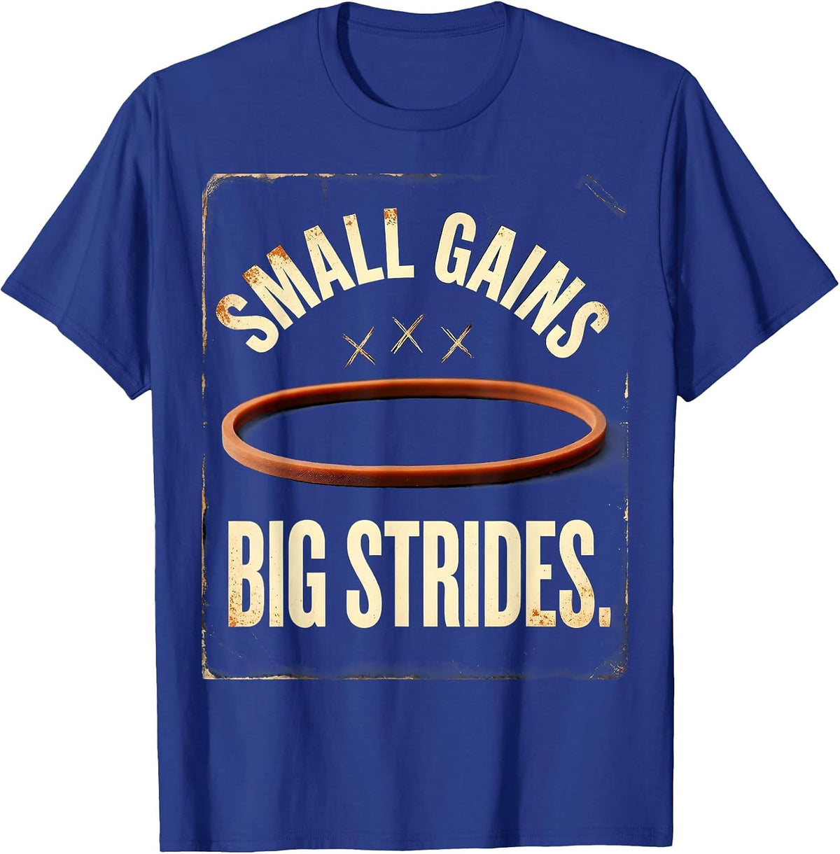 Men's Small Gains Big Strides Vintage Physical Therapy PT Humor T-Shirt - Royal Blue