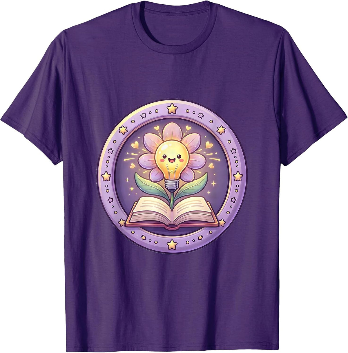 Men's Sped Teacher Lightbulb Blooming From Book T-Shirt - Purple