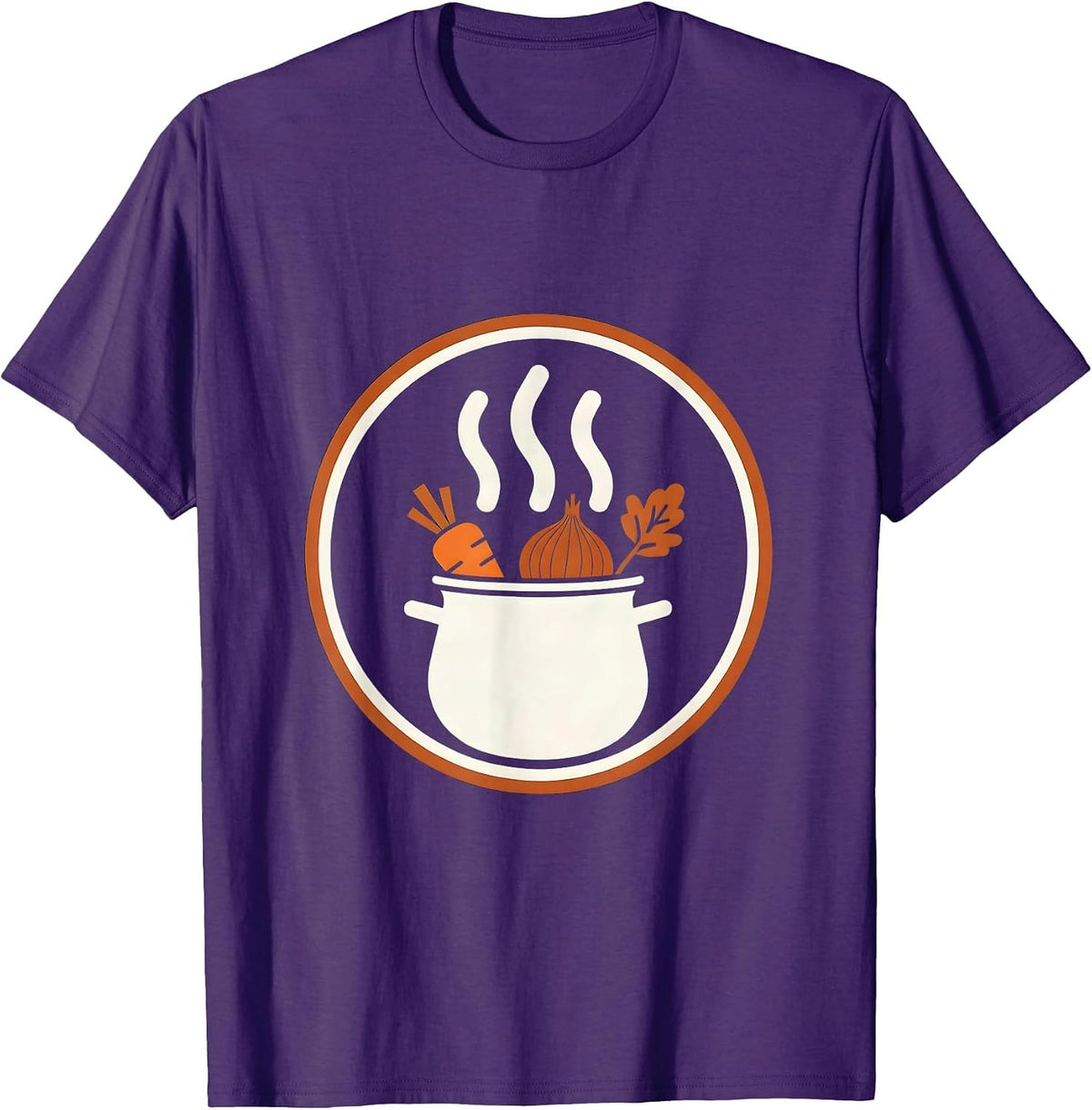 Men's Chef's Bubbling Pot Overflowing Vegetables Graphic T-Shirt - Purple