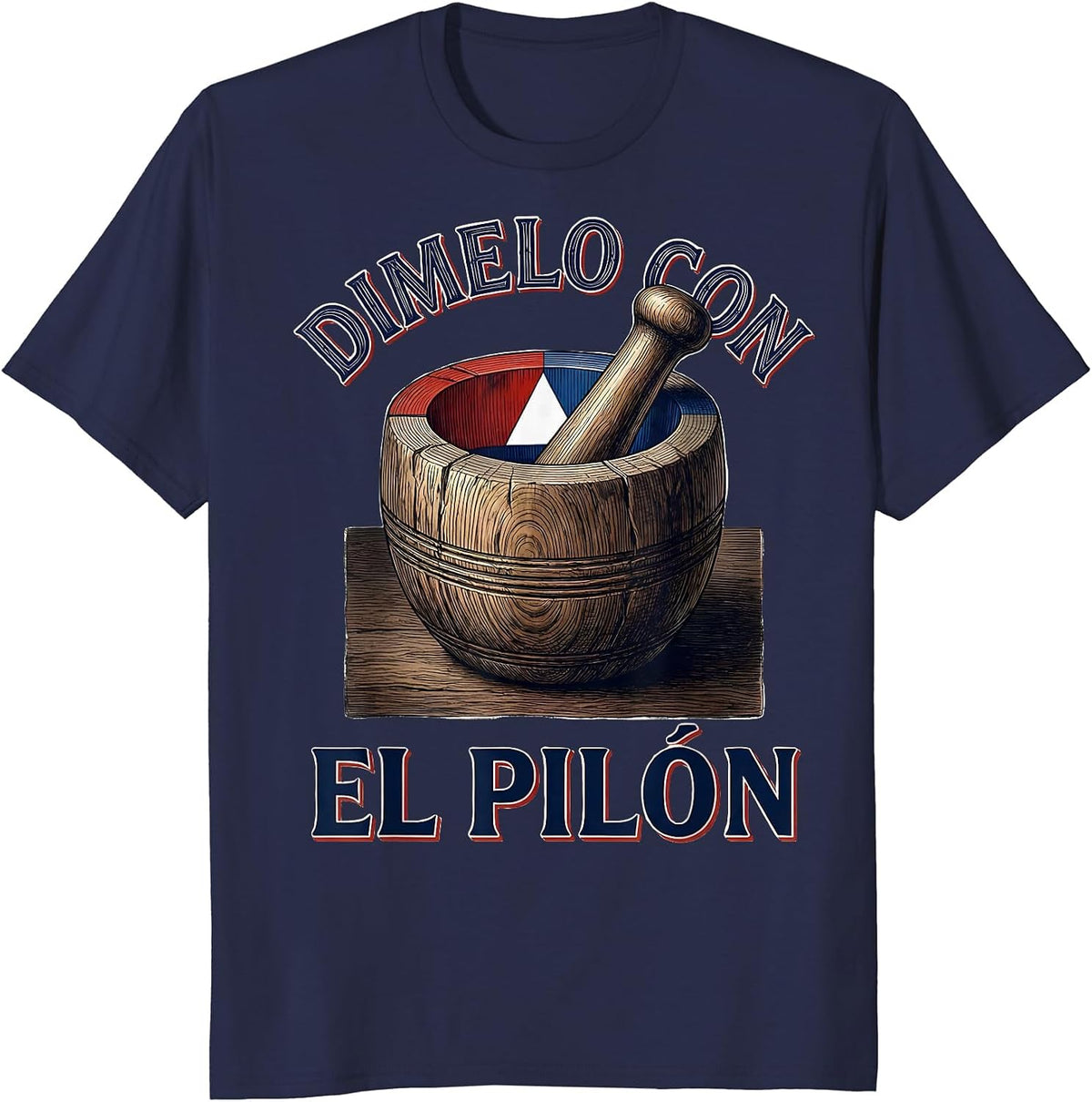 Dimelo Con El Pilón Botanical Puerto Rican Flag Pride T-Shirt - Navy Blue