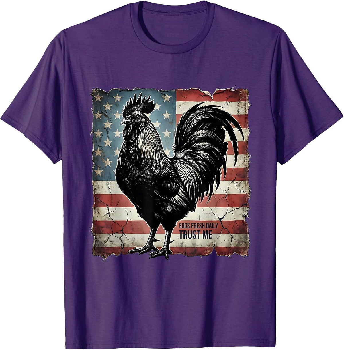 Eggs Fresh Daily Trust Me Funny Chicken Design T-Shirt - Purple